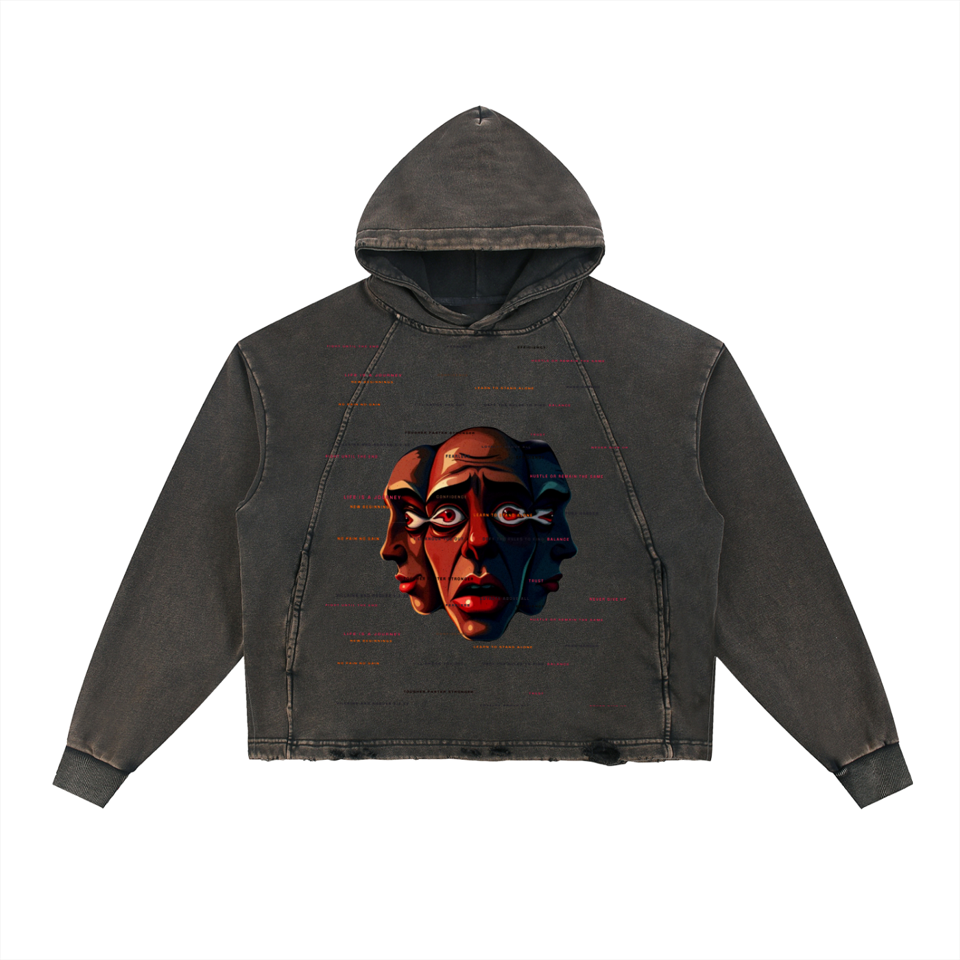 Vintage Washed Frayed-Hem Hoodie