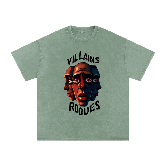 Acid Wash Oversized T-Shirt - Villains X Rogues 