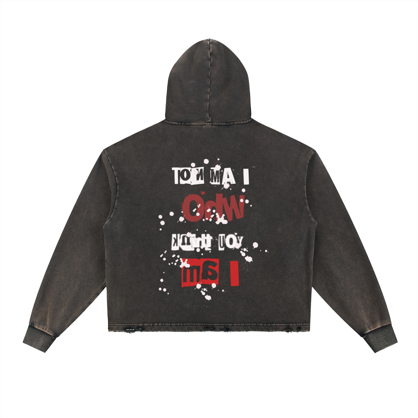 Vintage Washed Frayed-Hem Hoodie