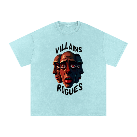 Acid Wash Oversized T-Shirt - Villains X Rogues 